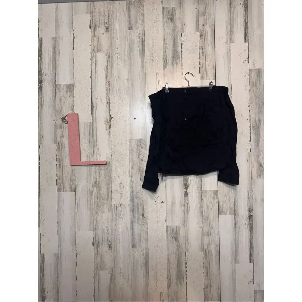Express Black Off Shoulder Blouse Size Large Button Front Long Sleeve Top